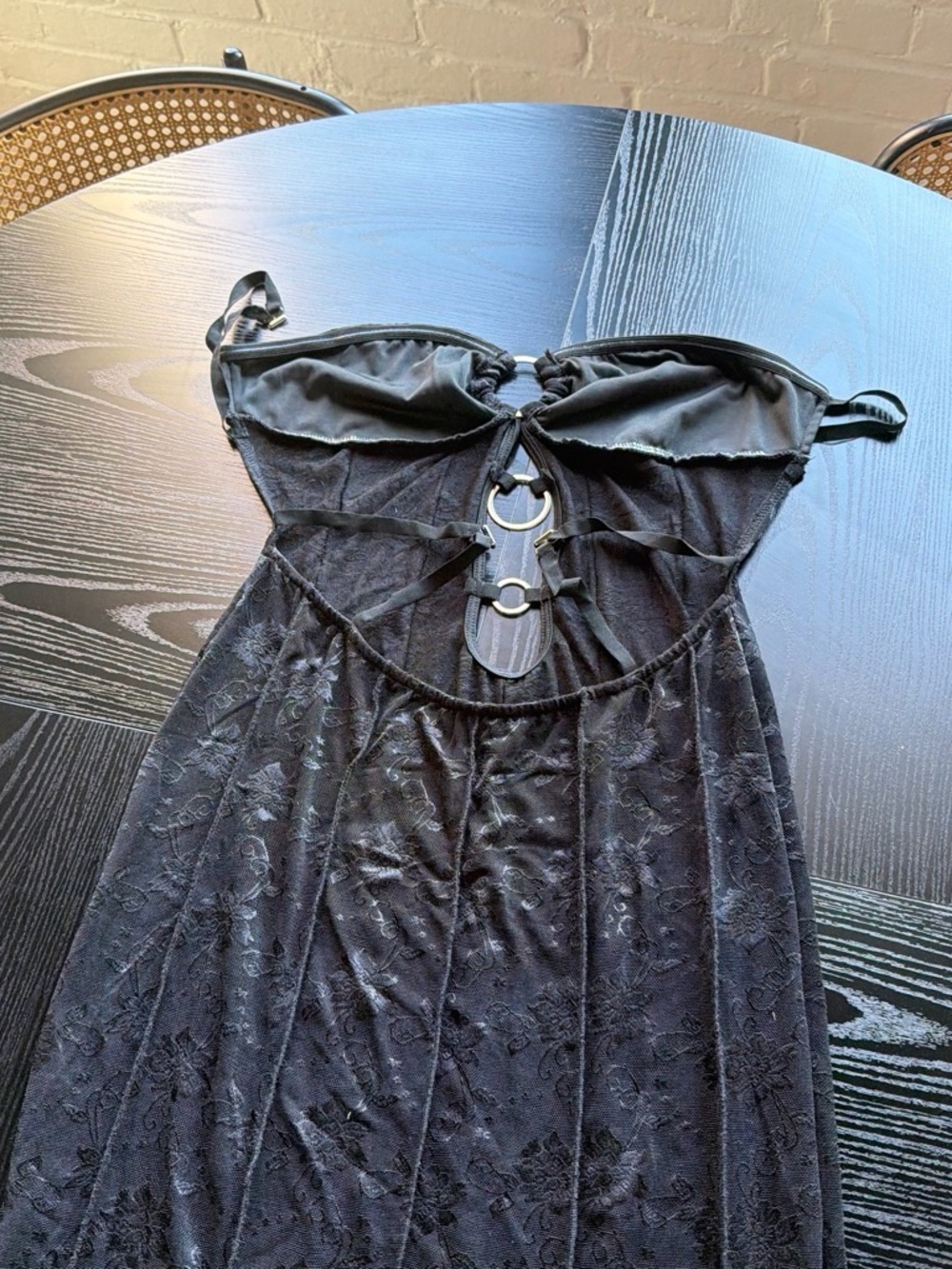 Amazon Black Strapless Lace Nightdress with Ring Accents